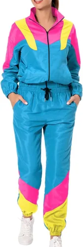 Vista 7 de 80s 90s Track Suit for Women 2 Piece Long Sleeve Retro Outfit Set Azul