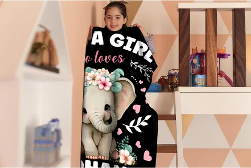 Vista 4 de Manta de elefante, regalos de elefante para mujeres y niñas, manta de franela suave, acogedora y ligera para sofá y cama, tamaño XS, 40 x 30