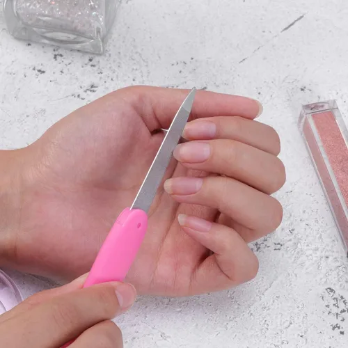 Vista 3 de Uonlytech Lima de uñas profesional, 3 limas de uñas plegables de doble cara, lima de uñas plegable de acero inoxidable, herramientas de manicura