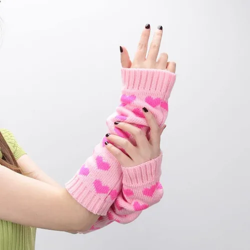 Vista 3 de Calentadores de brazo Y2k Gyaru Kawaii Lolita manga larga brazo japonés Harajuku guantes sin dedos guantes lindos pastel góticos accesorios