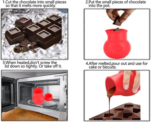 Vista 6 de Molde de silicona suave para derretir chocolate, 3.4 fl oz en microondas para mantequilla, queso, caramelo y caramelo, herramienta de vertido