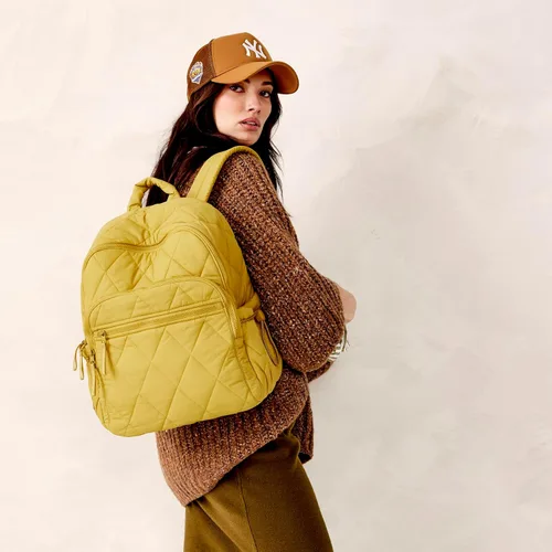 Vista 9 de Vera Bradley Mochila Bancroft de peso pluma para mujer, oliva dorado, talla única