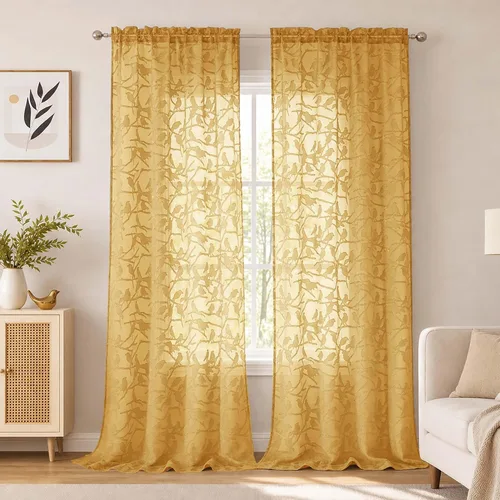 Vista 44 de OVZME Anji Clip Voile Sheer Tiers RD 2X30X36 Negro