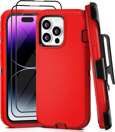 Vista 30 de Funda para iPhone 13 con 2 protectores de pantalla, resistente de grado militar, funda de cuerpo completo para hombres y mujeres (aguamarina + rosa)