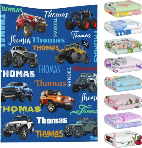 Vista 27 de Manta personalizada con nombre para niños y adultos, mantas personalizadas para niñas y niños, manta de franela personalizada con nombre