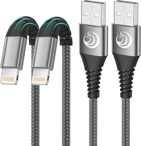 Vista 11 de Aioneus Cable de carga para iPhone de 3 pies, paquete de 3 cables Lightning con certificación MFi, cable de carga rápida de nailon trenzado