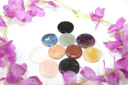 Vista 4 de Juego de 10 cristales curativos Jet Chakra Juego de 10 piedras pulidas para el equilibrio de chakras, cristales y piedras curativas para terapia
