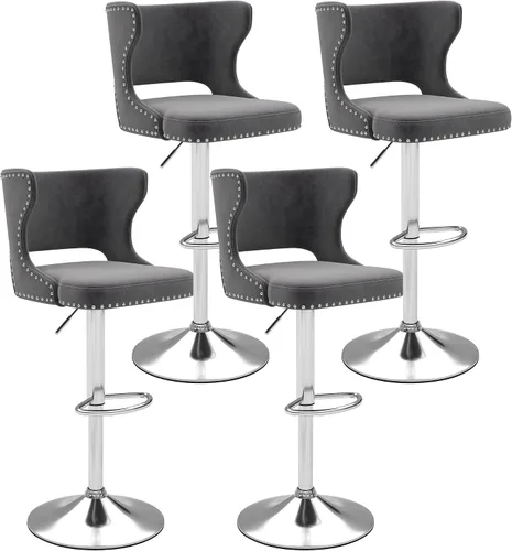 Vista 13 de Westice Juego de 2 taburetes de bar, taburetes de altura de mostrador para isla de cocina con base dorada ajustable, modernas sillas de bar