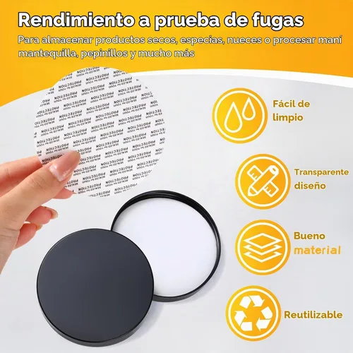 Vista 4 de Irenare 24 frascos de plástico de 16 oz con tapas, recipientes de plástico transparente de boca ancha, frascos tipo Mason para alimentos