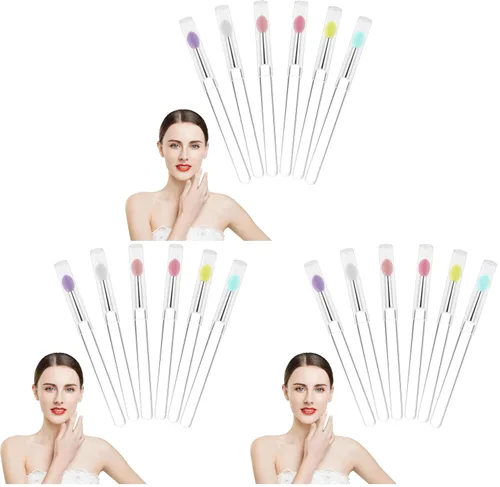 Vista 9 de Aplicadores de máscara de labios reutilizables, juego de 6 brochas de silicona para labios y lápiz labial