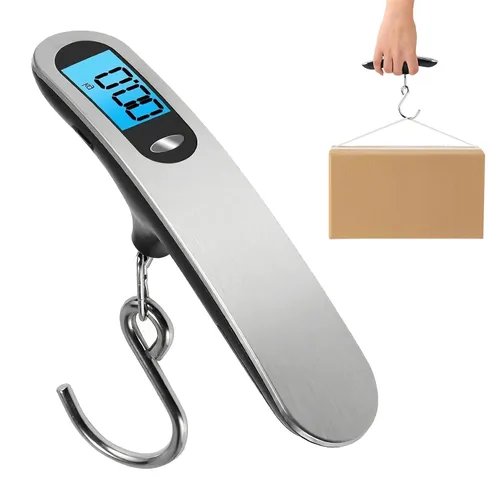 Vista 4 de Báscula de equipaje, nueva báscula digital portátil 2.0 para maleta con carga USB, báscula de equipaje de 110 libras110.2 lbs con gancho, báscula