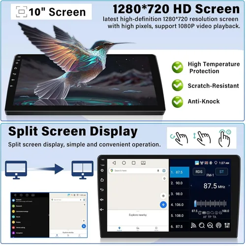 Vista 3 de Estéreo de coche 4GB+64GB para Honda Accord 8th 2008-2013 con Carplay inalámbrico Android Auto, Android 13 10.1 'HD pantalla táctil Bluetooth-5.0