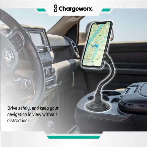 Vista 8 de Soporte magnético para teléfono – Soporte universal para teléfono celular de coche con cuello de cisne ajustable de 360° y base de bloqueo