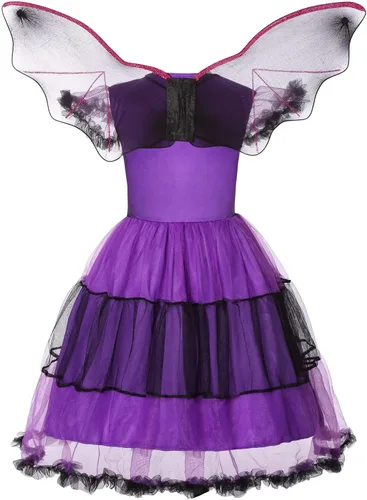 Vista 4 de Disfraz de vampiro de murciélago para niñas, disfraces de Halloween con alas de murciélago, disfraz de cosplay