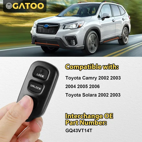 Vista 3 de OGATOO Llavero de Repuesto Compatible con Camry 2002 2003 2004 2005 2006/ Solara 2002 2003 Control Remoto de Entrada sin Llave (GQ43VT14T)