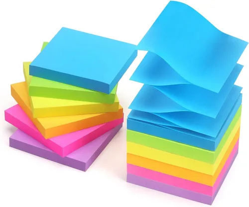 Vista 6 de Early Buy Notas adhesivas emergentes de 3x3, recargas de notas autoadhesivas de color sólido, 6 blocs, 100 hojas/bloc (Azul) Diseño recargable