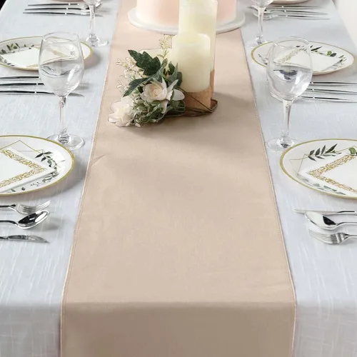 Vista 24 de Efavormart - Camino de mesa de poliéster de alta calidad azul claro para bodas, fiestas de cumpleaños, banquetes, decoración, ajuste rectangular