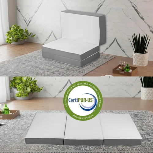 Vista 3 de Treaton, Colchón de piso portátil de espuma viscoelástica de gel triple plegable