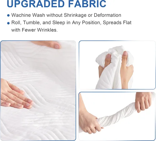 Vista 4 de Eiayeebil Protector de colchón impermeable tamaño Queen, protector de colchón de tela de aire 3D transpirable para sábana bajera tamaño Queen