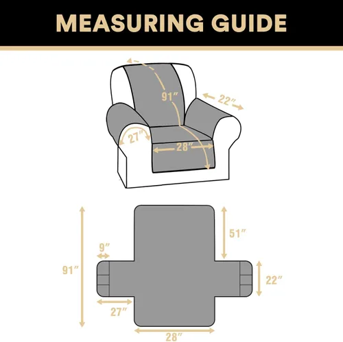 Vista 2 de PrinceDeco - Funda para sofá reclinable 100% impermeable, funda para sofá para sala, protector de muebles resistente al agua con correas elásticas