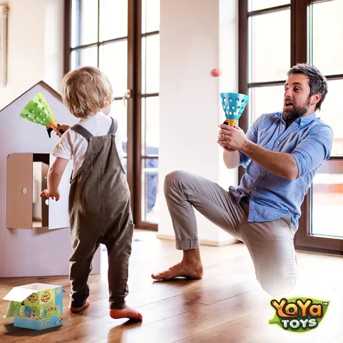 Vista 7 de YoYa Toys Juego de pelota Pop and Catch – Actividades de juego para niños en interiores y exteriores, juegos de atrapa para acampar, deportes