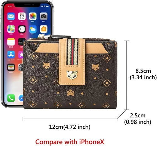Vista 3 de EUNI Carteras de piel sintética para mujer, carteras pequeñas, monederos con cremallera para mujer, portatarjetas de tarjetas de crédito, carteras