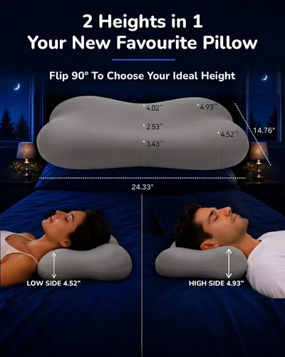 Vista 3 de Almohada cervical para dormir, almohadas de espuma viscoelástica Gris