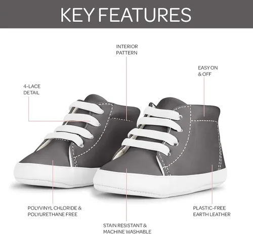 Vista 3 de JuJuBe - Zapatos de bebé de silicona para bebés, cuero vegano, Eco Steps Sneaks
