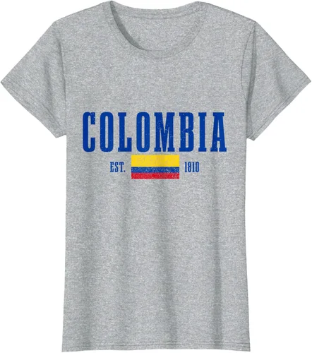 Vista 25 de Colombia Est. 1810 - Camiseta de Colombia Vintage, Negro, S
