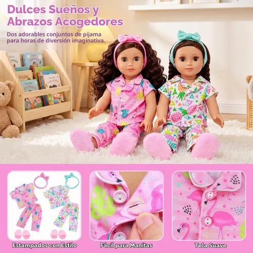 Vista 9 de ZITA ELEMENT Ropa de muñeca de niña de 18 pulgadas, accesorios de fiesta