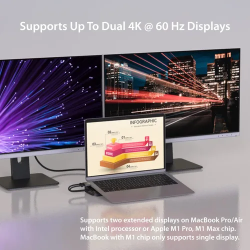 Vista 4 de j5create Estación de acoplamiento de pantalla USB C Dual 4K 60Hz (12 en 1), ranura SSD M.2 integrada, HDMI, DisplayPort, USB-A de 10 Gbps, lector