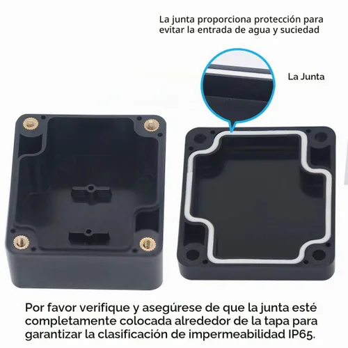 Vista 4 de Zulkit. - Caja de plástico impermeable ABS IP65. - Caja de derivación eléctrica - color negro.