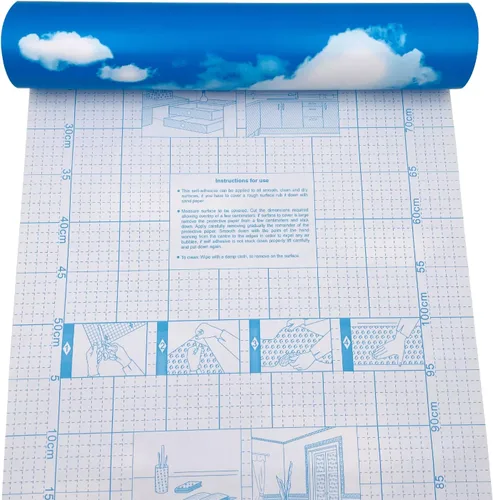 Vista 4 de Yifely Blue Sky White Clound - Papel tapiz de vinilo autoadhesivo para dormitorio, sala de estar, 17 x 118 pulgadas