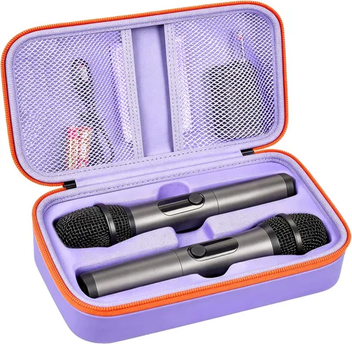 Vista 11 de Funda de micrófono inalámbrico compatible con el sistema de dos micrófonos inalámbricos JBL, bolsa de viaje de mano con micrófono dual para cantar