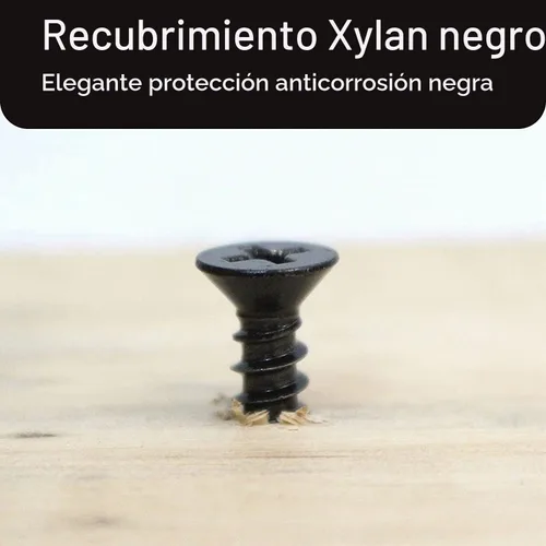 Vista 5 de Bolt Dropper Tornillos para madera #8 x 1 pulgada, paquete de 100 – Tornillo Phillips de cabeza plana de acero inoxidable recubierto de xylan negro