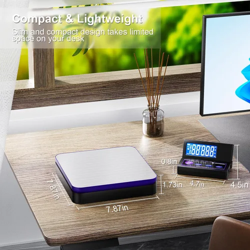 Vista 6 de UNIWEIGH Báscula digital inalámbrica de envío postal 110lbs/0.1oz precisa, LCD plegable, báscula de paquetes con acero inoxidable/5 unidades/función