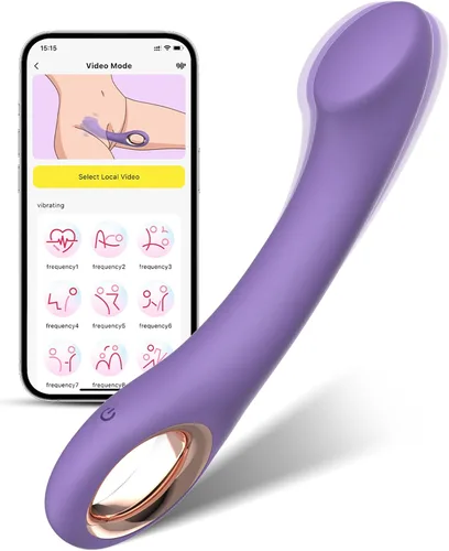 Vista 7 de Vibrador de clítoris de punto G, juguete sexual de silicona suave para mujeres y parejas Control de un botón,Diseño curvado ergonómico,10 modos
