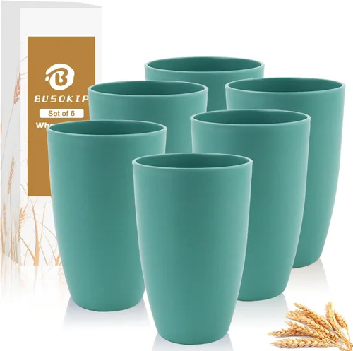 Vista 31 de Vasos de paja de trigo de 16 onzas, vasos de plástico
