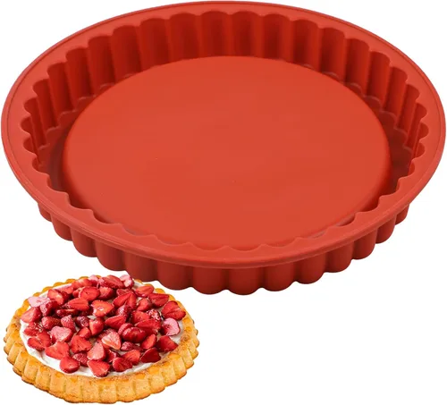 Vista 8 de Webake Tarta de silicona para tartas/sartén para flan de 9.5 pulgadas, molde antiadherente para pastel de pizza