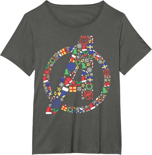 Vista 18 de Marvel Avengers A Logo Symbol Holiday Christmas Icons Camiseta, Negro