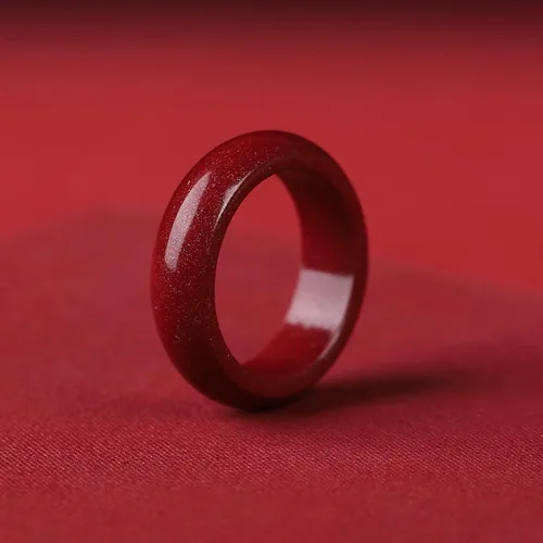 Vista 2 de Uarein FengShui - Anillos de cinabrio para mujeres y hombres, anillos de la suerte de Feng Shui, anillos de cinabrio rojo, anillos de Feng Shui