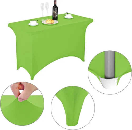 Vista 3 de LZY Mantel de mesa elástico ajustable de elastano para mesa plegable de 4, 6 o 8 pies, mantel rectangular de cóctel, perfecto para fiestas