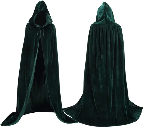 Vista 4 de Capa de terciopelo con capucha de longitud completa para Halloween, disfraz de Navidad