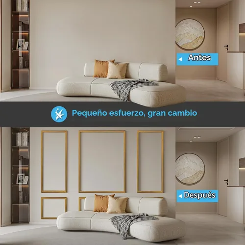 Vista 2 de Art3d - Juego de 6 molduras precortadas para pared, paneles de revestimiento para montar, para interior, sala de estar, dormitorio, se instalan
