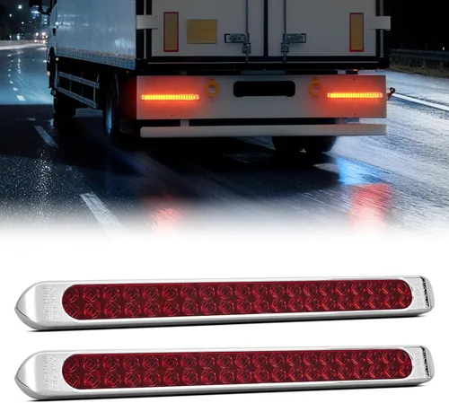 Vista 14 de Nilight Luz de remolque de 16 pulgadas, 12 LED rojos, luces de freno secuenciales, intermitentes, impermeables, barra de identificación trasera