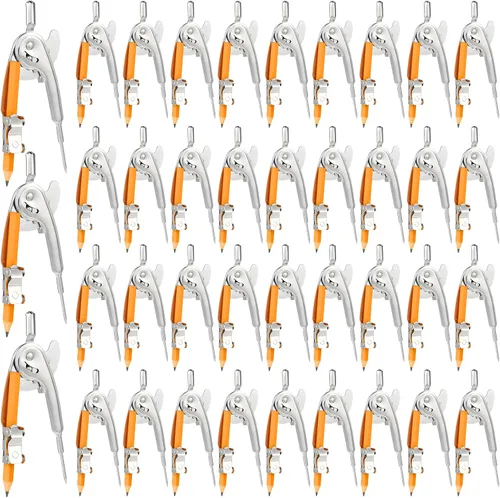 Vista 10 de Brújula para geometría, brújula de metal, brújula matemática, brújula de dibujo a granel, brújula de geometría plateada con lápiz para estudiantes