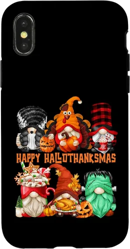 Vista 5 de iPhone 16 Halloween Thanksgiving Christmas Gnomes Happy Hallothanksmas Case