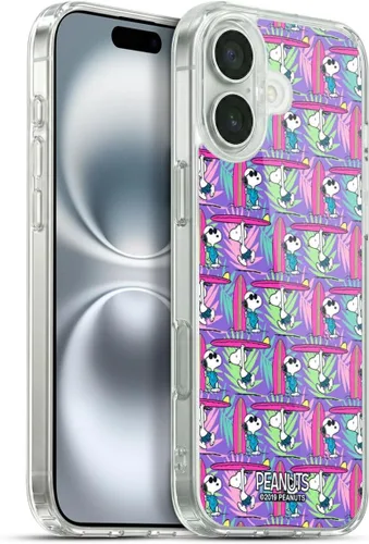 Vista 188 de Head Case Designs Funda de gel suave con licencia oficial de Peanuts Tropical Surf Snoopy Aloha Disco compatible con Apple iPhone 13 Mini Surf