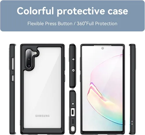 Vista 6 de Funda para Samsung Galaxy Note 10 [360 parachoques de goma completa y cubierta trasera transparente de PC] a prueba de golpes dura ultrafina funda