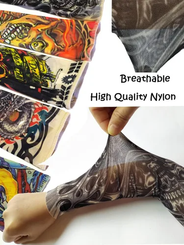 Vista 2 de Mangas de brazo de tatuaje falso a granel, 8 piezas de protección solar temporal para niños pequeños y grandes